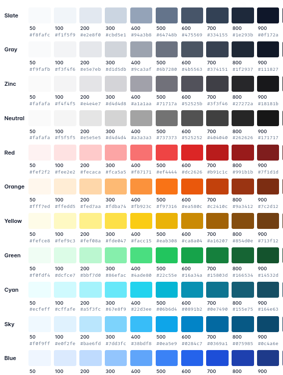 Une palette de couleurs